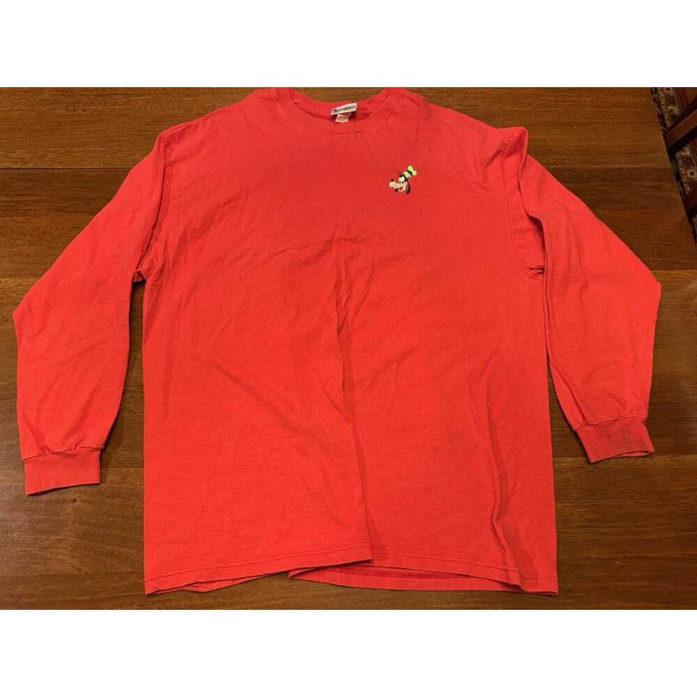 XXL Vintage Disney Goofy Embroidered Red Long Sleeve T Shirt Made In USA